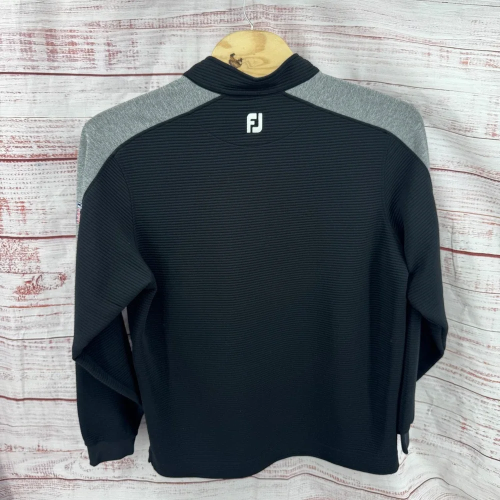 FootJoy Sweater Mens 2XL PGA 1/4 Zip Ribbed Pullover Black Gray Golf Performance - Picture 7 of 9